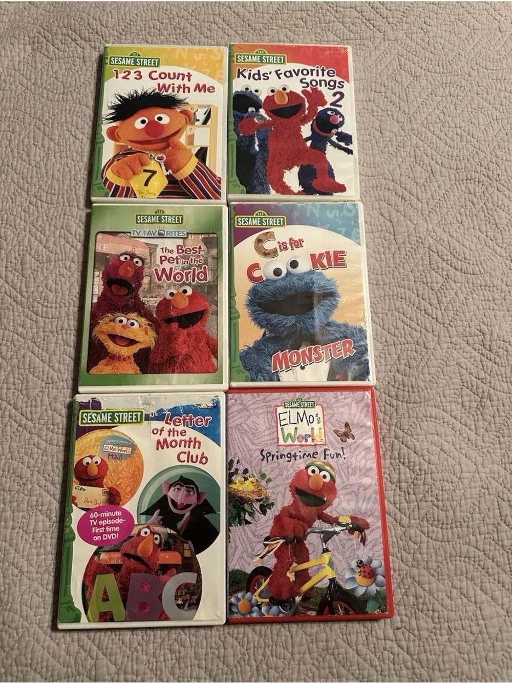 Lot of 6 Sesame Street DVDs Educational - Sesame Street - Elmo's World -Used